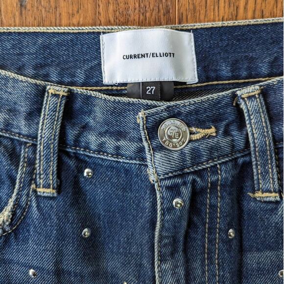 Current/Elliott The Vintage Cropped Slim Studded Jeans 27 - Picture 7 of 10